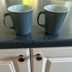 Blue Corning Mugs Set of 2 Farmhouse Cottagecore Rustic Vintage 70s 80s Kitchen